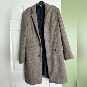 J Crew Herringbone Wool Top Coat 39R